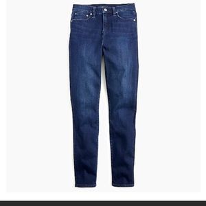 J. Crew dark blue wash, highest rise toothpick jean